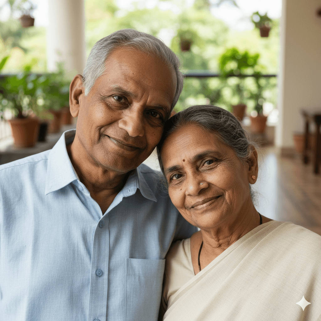 Elder and companion arriving calmly for an important visit